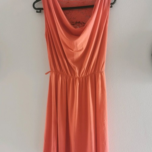 Coral dress like new with lace back and loops for belt