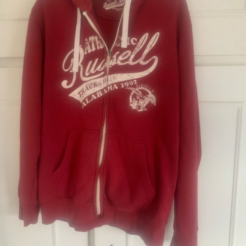 Russell Athletic burgundy hoodie jacket size L like new