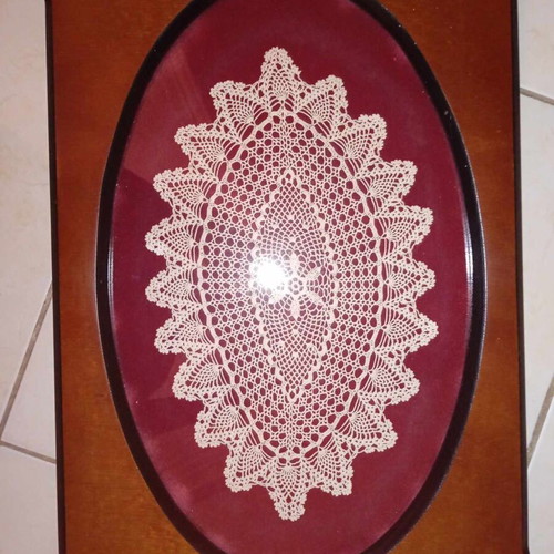Decorative tray like new, wooden with embroidery and brass handles