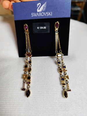 Swarovski σκουλαρίκια καινούργια με πολύχρωμες πέτρες και κουτί