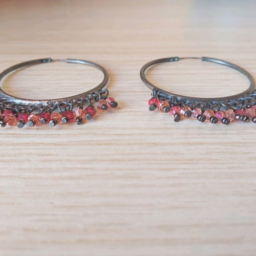 Hoop earrings used, multicolor, diameter 4cm, length 6cm