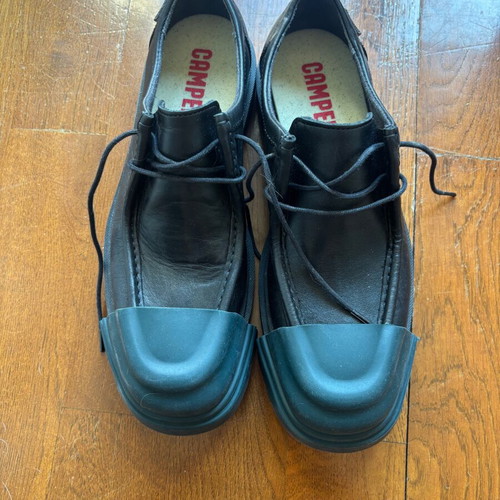 Camper Junction black leather shoes with removable toe caps, size 38