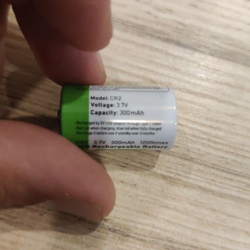 CR2 Rechargeable Battery 3.7V 300mAh with USB Type-C Charging