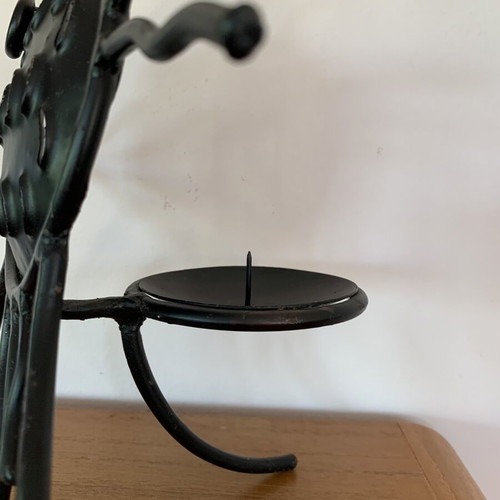 Handmade solid iron fish-shaped candle holder like new