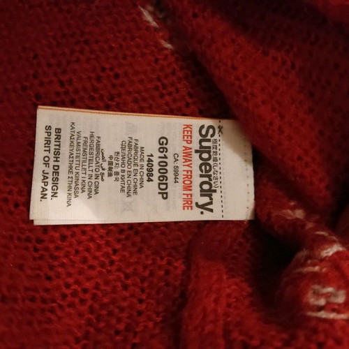 Superdry wool Christmas sweater used, red, size M