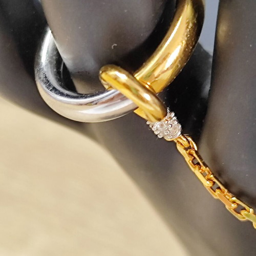 PHORIA Hookup Chain Ring δαχτυλίδι μεταχειρισμένο, ασημένιο επιχρυσωμένο με λευκό τοπάζι