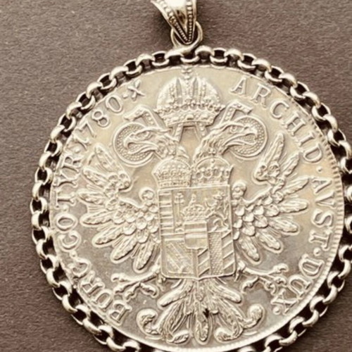 Maria Theresa Thaler 1780 silver vintage pendant used