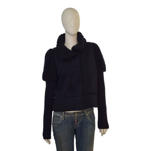 Red Valentino dark blue 100% wool knitted cardigan with lining, size L