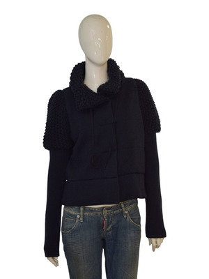 Red Valentino dark blue 100% wool knitted cardigan with lining, size L