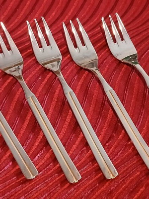 Zoulovits forks set of 6 used 18/10 silver with gold line
