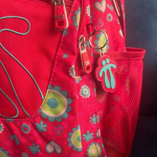 Totto school bag with red floral design, like new