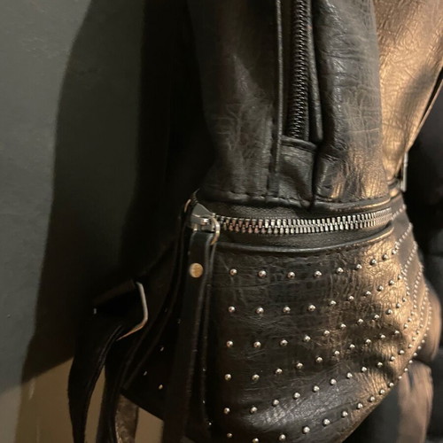 Backpack black with studs and leather effect like new