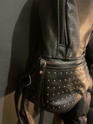 Backpack black with studs and leather effect like new