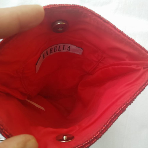 Marella crossbody bag used red glitter with silver strap