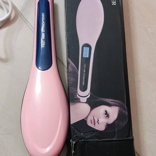 Heated hair brush for straightening and styling like new