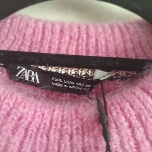 Zara women's sweater new, 100% wool, pink, size L