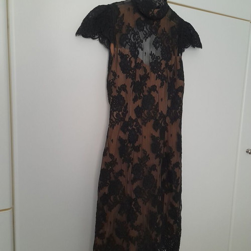 Lena Katsanidou evening dress like new, black lace with beige lining
