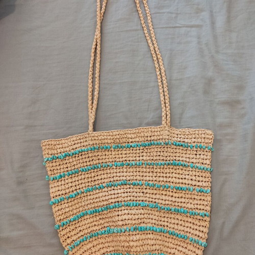 Zara summer boho chic shoulder bag with turquoise stones like new