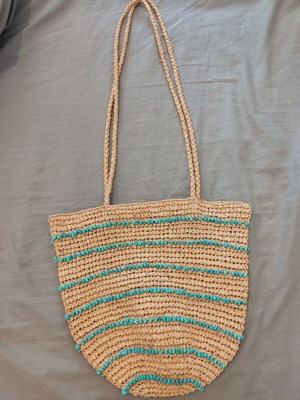 Zara summer boho chic shoulder bag with turquoise stones like new