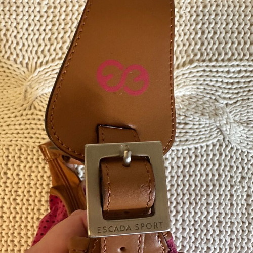 Escada women's shoulder bag used pink leather and suede