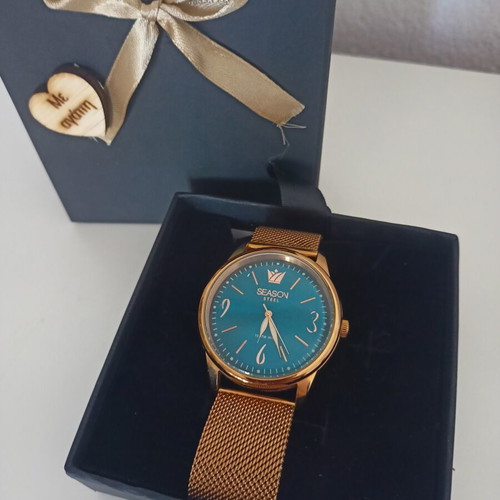 Season Steel women's watch with mesh bracelet, rose gold and petrol dial, like new