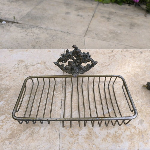 Bronze soap holder used, old antique