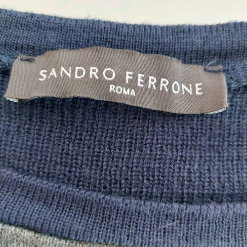 Sandro Ferrone midi dress made of merino wool like new, gray and blue
