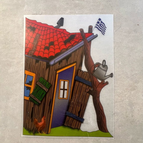 Karagiozis Shadow Theater Figures set like new, pack of six with wooden handles