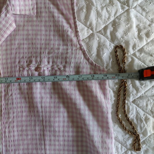 Gingham sleeveless women shirt used, pink and white, size L