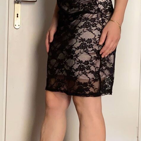 Black evening dress with lace like new, size Medium