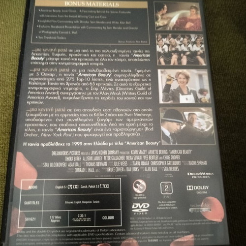 American Beauty DVD with Greek subtitles, action adventure