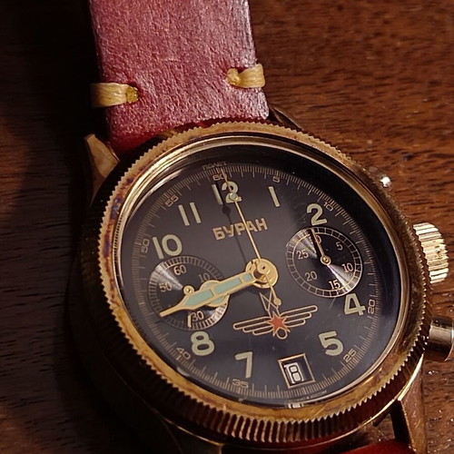 Poljot Vintage Buran Mechanical Chronograph Watch like new
