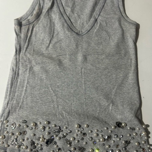 Women's tank top with V-neck and silver decorations like new, gray