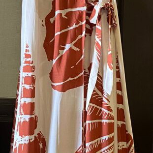 Summer wrap dress maxi beige and terracotta, new, made in Greece