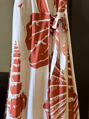 Summer wrap dress maxi beige and terracotta, new, made in Greece