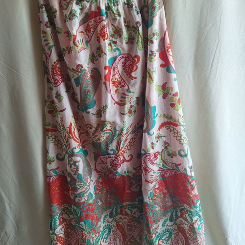 Mango Small Boho Paisley Cotton Maxi Summer Dress Halter Backless