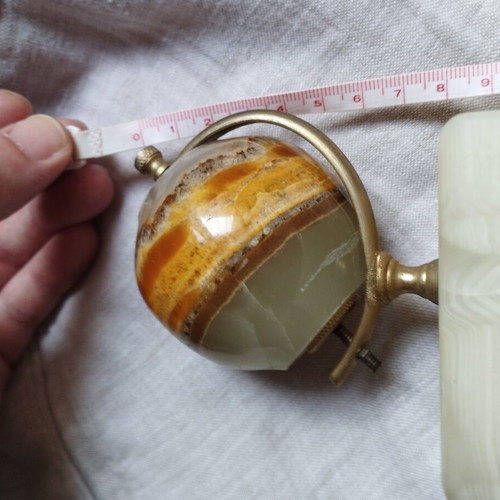 Globe made of alabaster or onyx like new with bronze