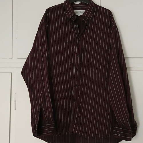 Classico Uomo men's shirt used, striped black-red-beige-brown