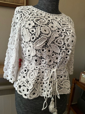 Handmade Blouse with Irish Lace 100% Cotton