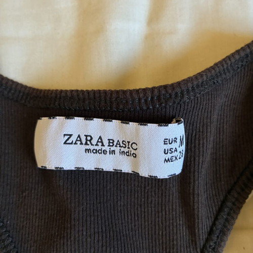 Zara Brown Ribbed Embellished Tank Top Racerback M like new