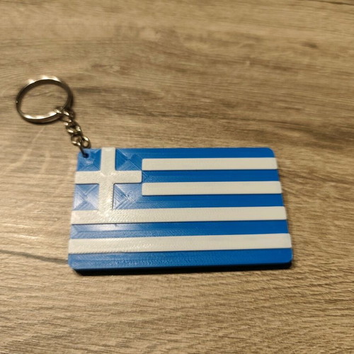 Greek Flag 3D Printed Keychain New