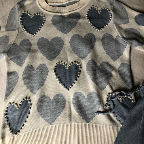 Women's set like new, white and blue, stretch fabric