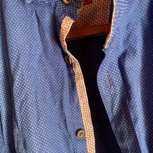 Brand's men's long-sleeve tailor fit shirt XXL like new, blue with red details