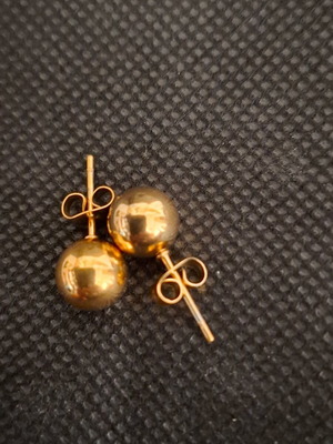 Stainless steel bubble stud earrings 8mm gold color new
