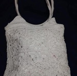Knitted hand bag used, white, lightweight