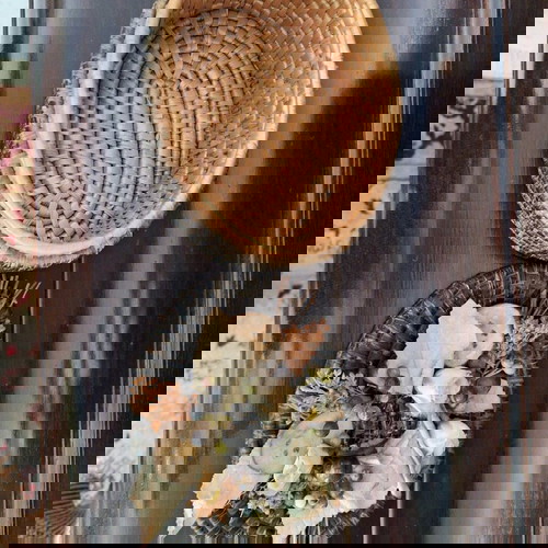 Καλάθι αποθήκευσης σαν καινούργιο με διάκοσμο σε πράσινο οβάλ σχήμα