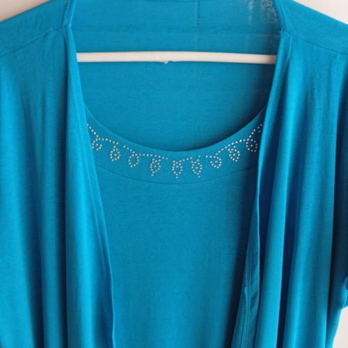 Blouse with jacket set like new, turquoise, 50% polyester 45% viscose 5% elastane