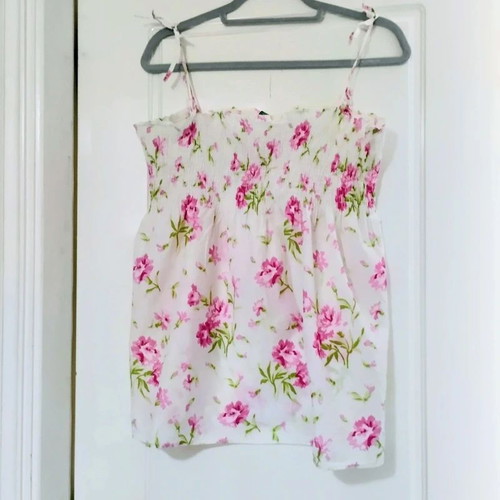 Benetton Spaghetti Top Flowered Cotton Romantic Top Size S Like New