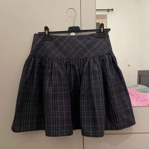 Mng mini checkered skirt size 36 like new, blue