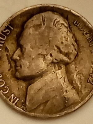 Jefferson 5 Cents 1942-P USA coin, 35% silver